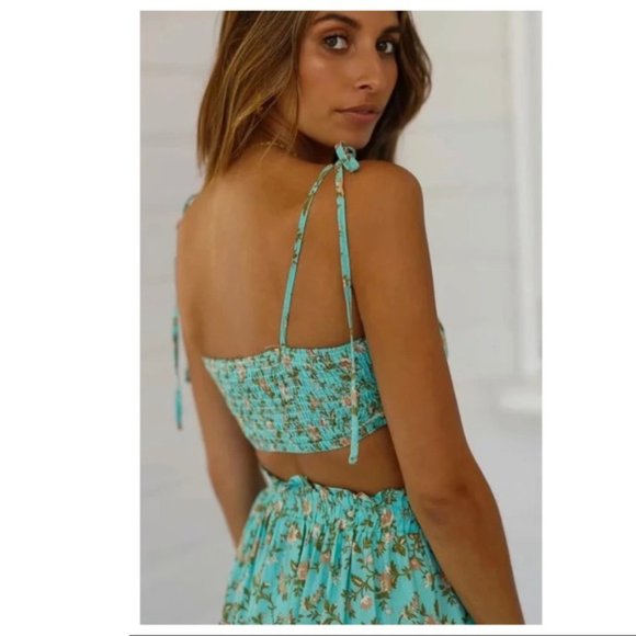 BOHO CHARMED LIFE-2 PC Crop Top / Mini Ruffle Skirt Set - Picture 4 of 6